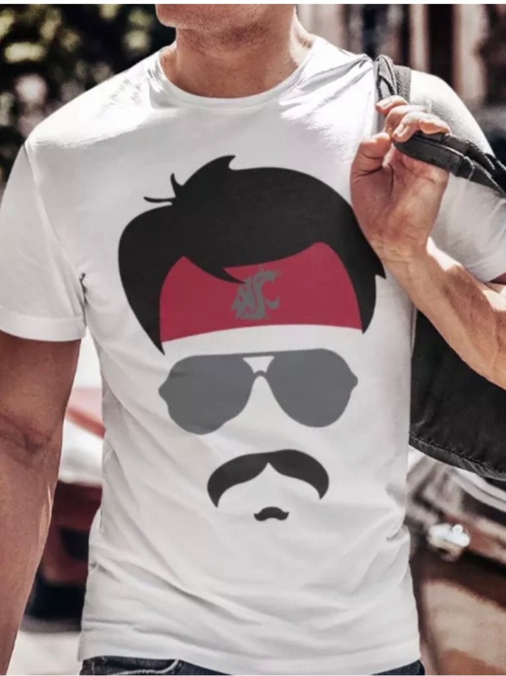 GARDNER MINCHEW Cougar White Tee Adult Unisex WSU Vibes Mustache Jaguars SZ XXL